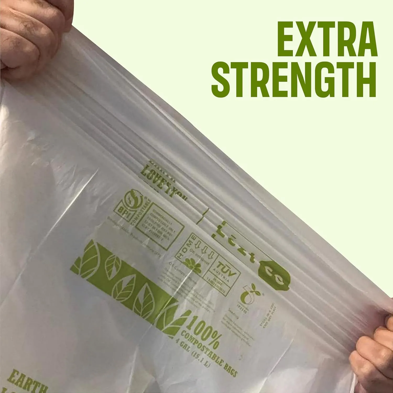 Compostable Garbage Bags | 4 Gallons, 100 Count, 19.6" x 17.7" | Waste Disposal bags for Kitchen | Plant-Based Starsealed Bags | Indoor & Outdoor | Food Scrap Waste Bags