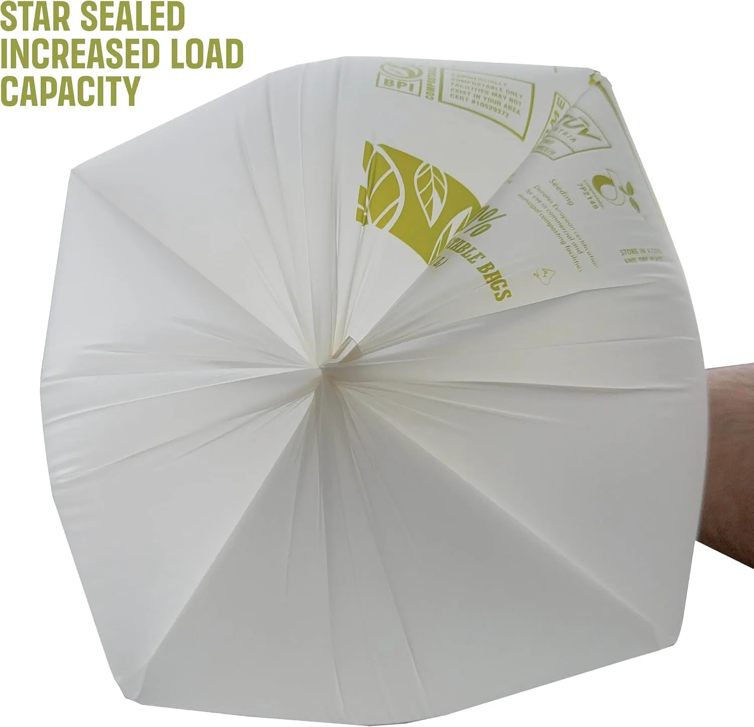 Compostable Garbage Bags | 4 Gallons, 100 Count, 19.6" x 17.7" | Waste Disposal bags for Kitchen | Plant-Based Starsealed Bags | Indoor & Outdoor | Food Scrap Waste Bags