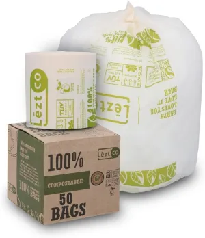Compostable Garbage Bags | 4 Gallons, 100 Count, 19.6" x 17.7" | Waste Disposal bags for Kitchen | Plant-Based Starsealed Bags | Indoor & Outdoor | Food Scrap Waste Bags