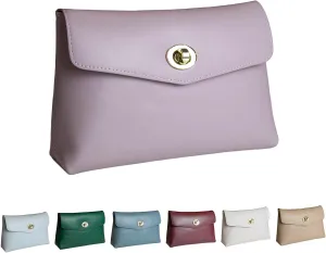 Cosmetic Bag Travel Makeup Pouch Travel Organizer, Zipper Pouch Bags for Women Vegan Leather (Opal Purple)