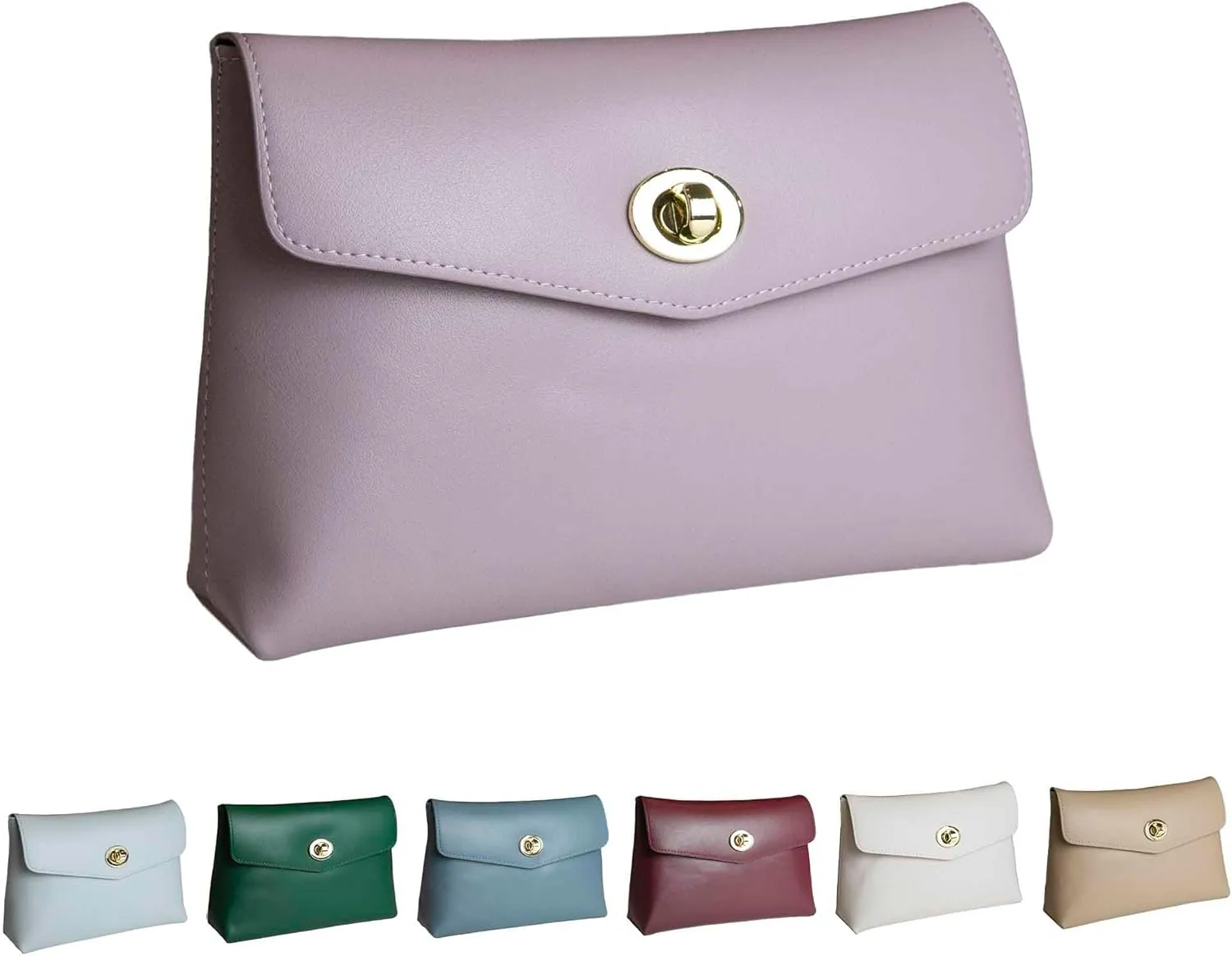Cosmetic Bag Travel Makeup Pouch Travel Organizer, Zipper Pouch Bags for Women Vegan Leather (Opal Purple)