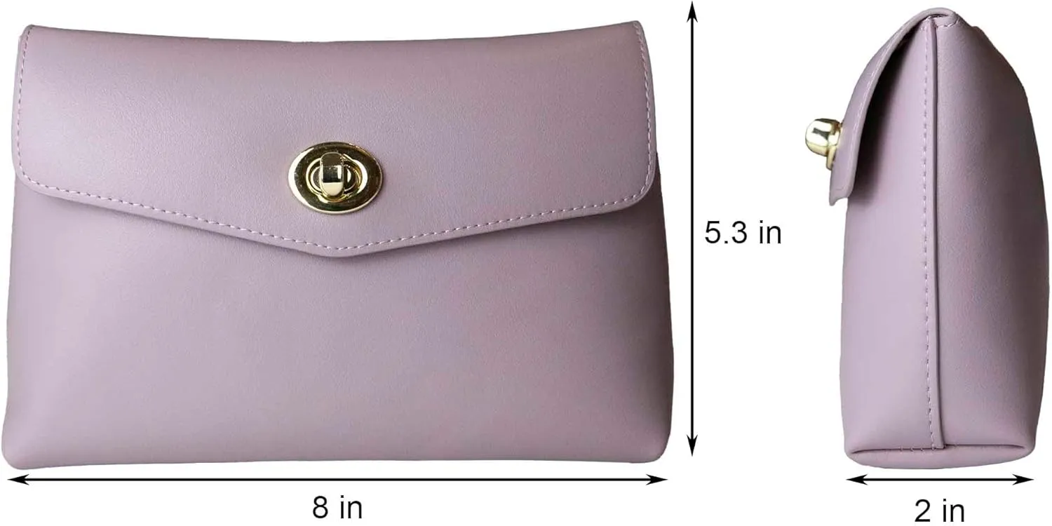Cosmetic Bag Travel Makeup Pouch Travel Organizer, Zipper Pouch Bags for Women Vegan Leather (Opal Purple)