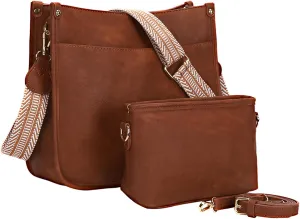 Cottoncode Crossbody Bags for Women, Trendy 2PCS Hobo Handbags Set, Vegan Leather Handbag Purse Set with 2 Adjustable Straps