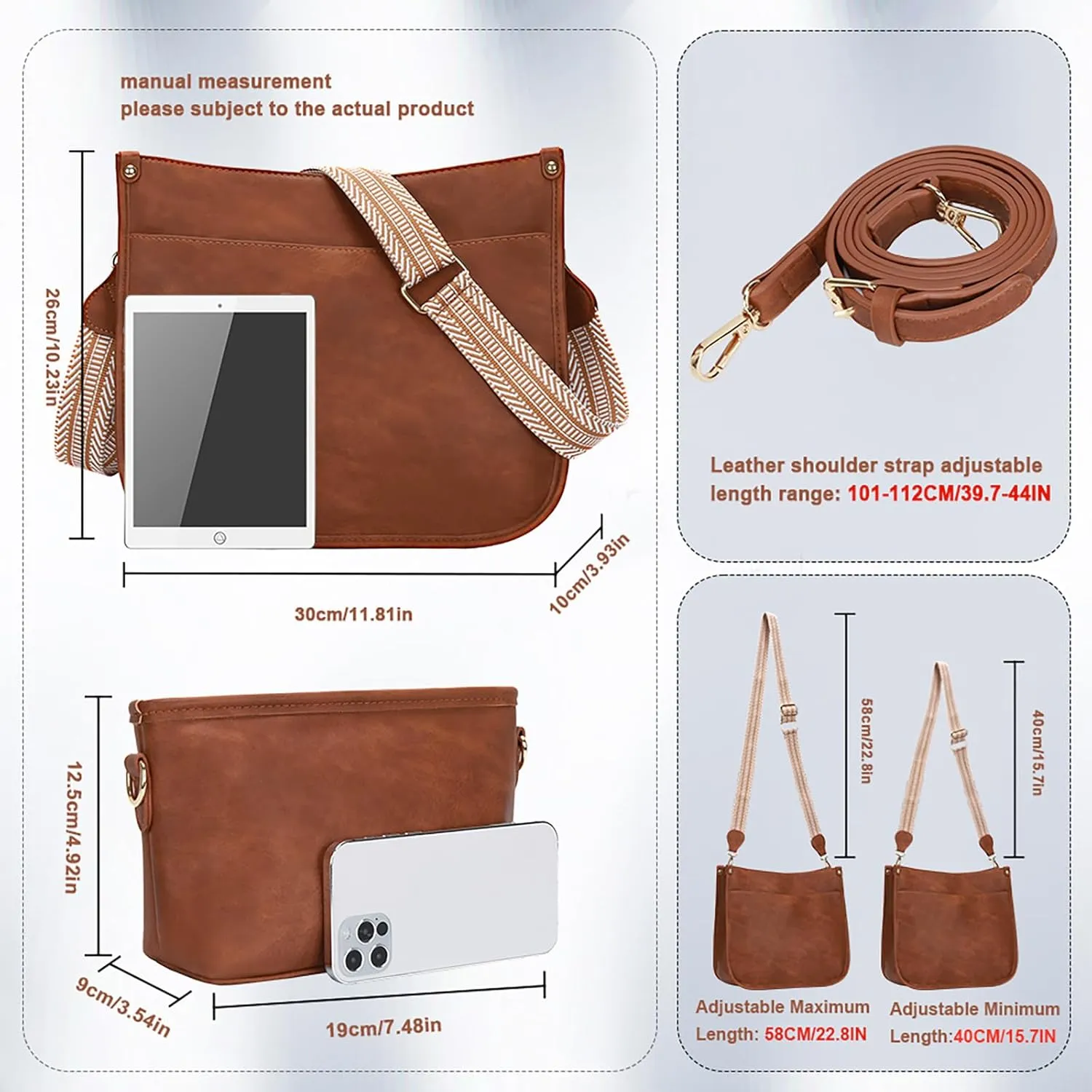 Cottoncode Crossbody Bags for Women, Trendy 2PCS Hobo Handbags Set, Vegan Leather Handbag Purse Set with 2 Adjustable Straps