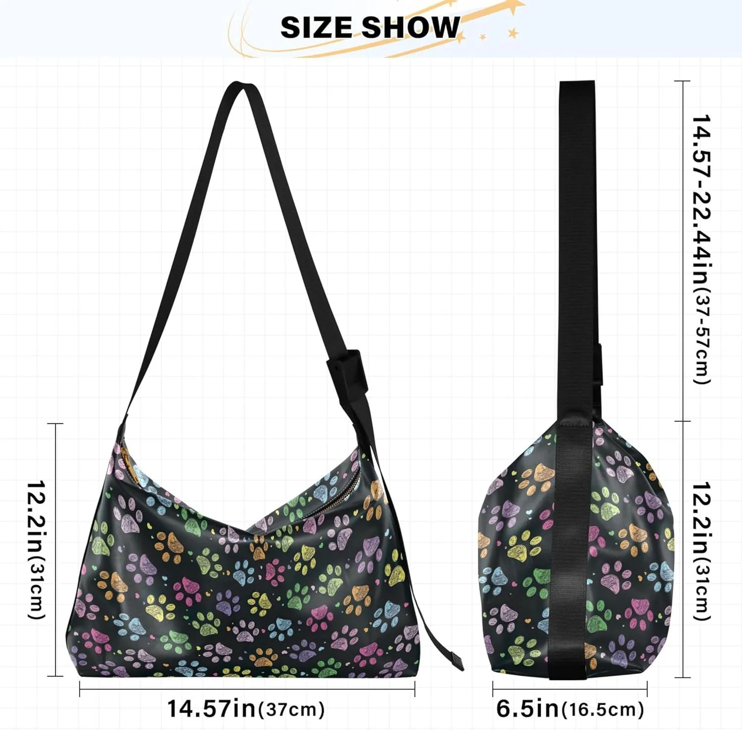 Couple Dachshunds Dog Beige Hobo Women Handbag Leather Large Purse Crossbody Aesthetic Animal Print Shoulder Handbag