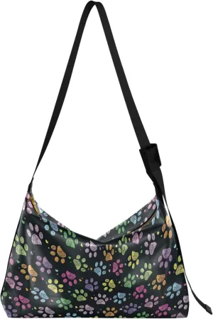 Couple Dachshunds Dog Beige Hobo Women Handbag Leather Large Purse Crossbody Aesthetic Animal Print Shoulder Handbag