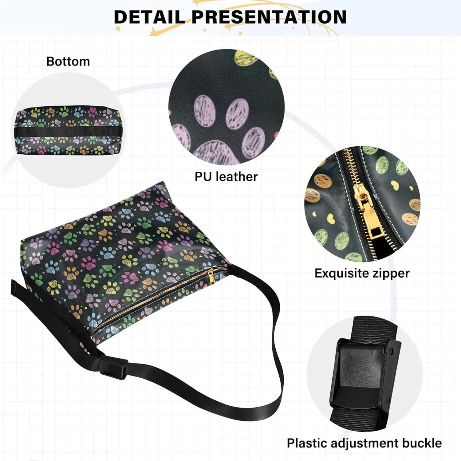Couple Dachshunds Dog Beige Hobo Women Handbag Leather Large Purse Crossbody Aesthetic Animal Print Shoulder Handbag