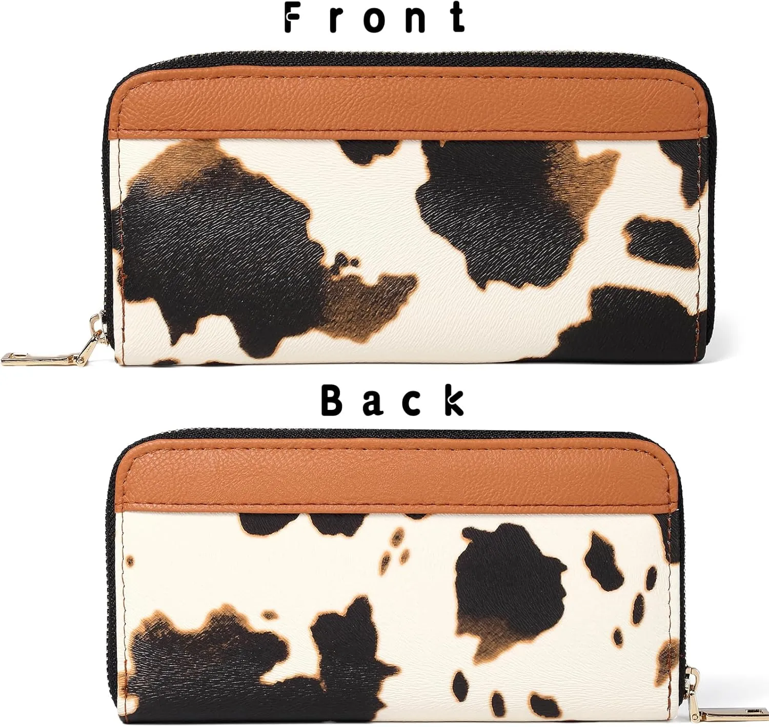 Cow Print Wallet for Women Men, Western Highland Cow Purse, Cowhide Credit Card Holder Cow Stuff Gifts for Ladies Brown (A-Brown)