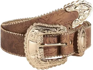 Cowgirl Gold Buckle Belt Western Vintage Country Cowboy Floral Print Leather Belts for Women jean