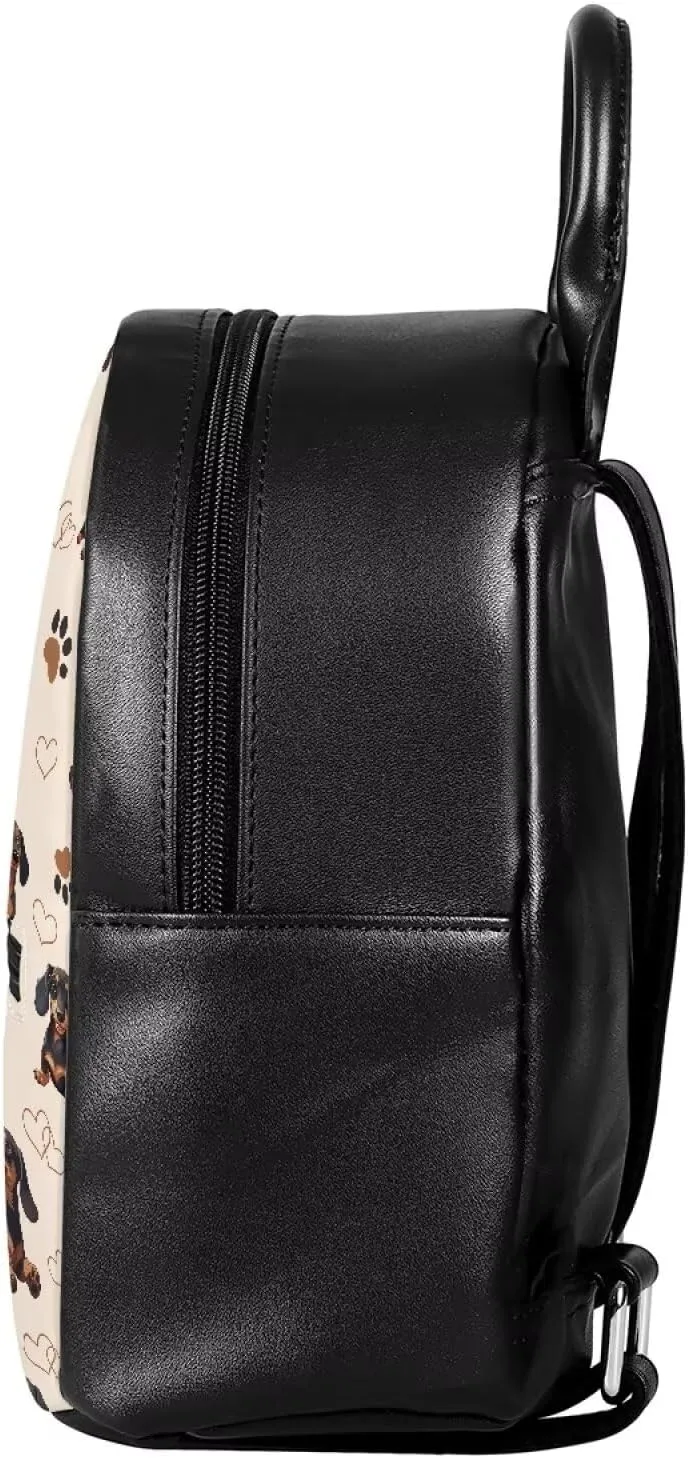 Cozeyat Dachshund Mini Backpack for Women Leather Waterproof Stylish Daypack Purse Shoulder Bag Lightweight Small Casual Daily Travel Backpack Lady Girls Gifts for Work School
