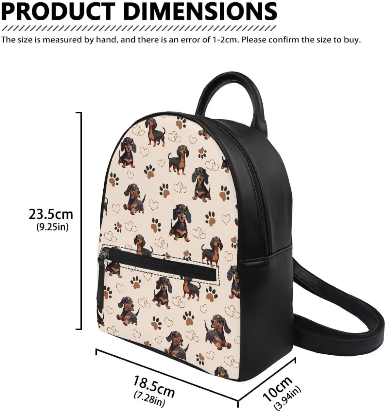 Cozeyat Dachshund Mini Backpack for Women Leather Waterproof Stylish Daypack Purse Shoulder Bag Lightweight Small Casual Daily Travel Backpack Lady Girls Gifts for Work School