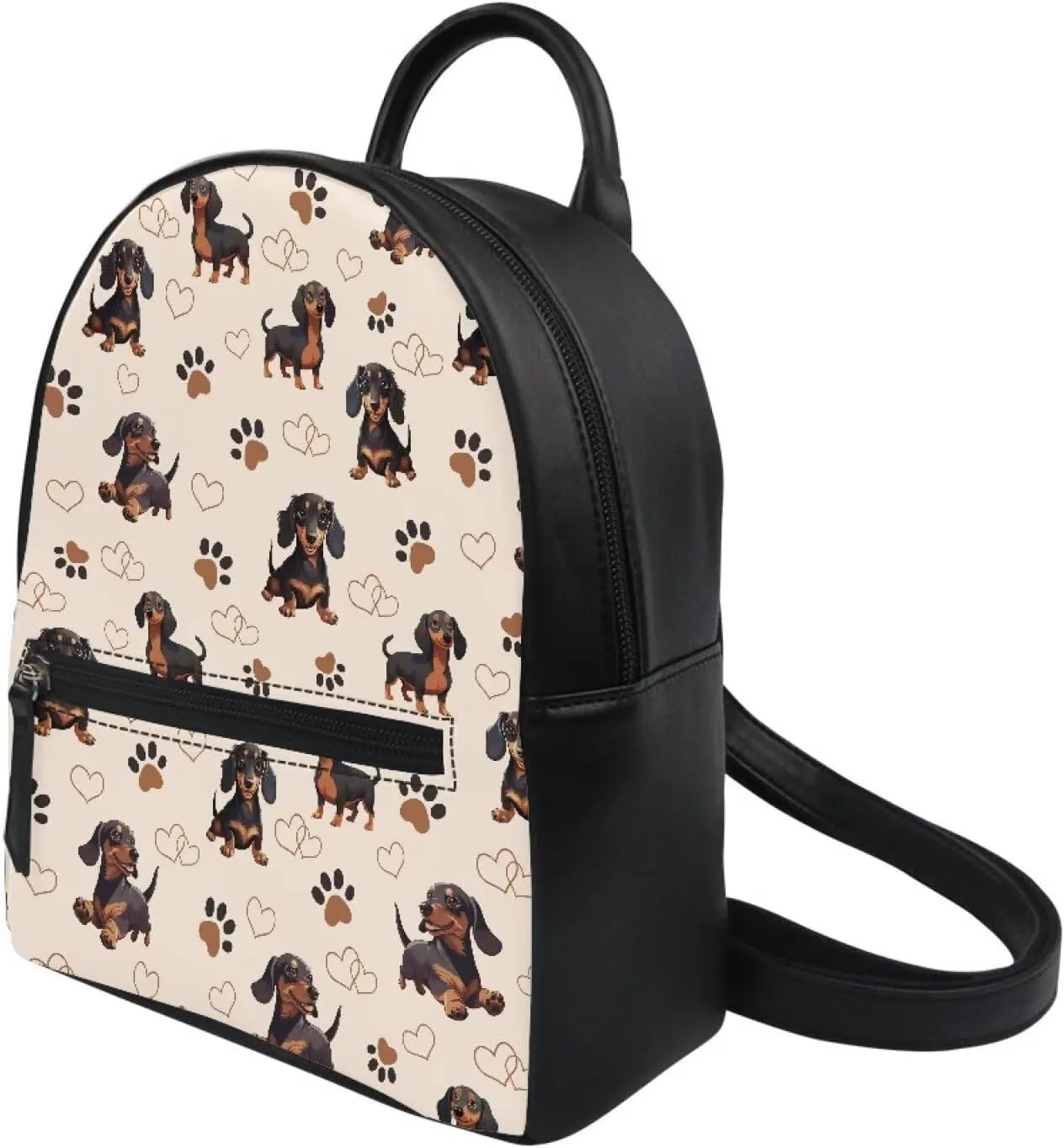 Cozeyat Dachshund Mini Backpack for Women Leather Waterproof Stylish Daypack Purse Shoulder Bag Lightweight Small Casual Daily Travel Backpack Lady Girls Gifts for Work School