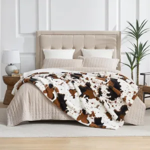 Cozy Bliss Cow Print Faux Fur Throw Blanket, Animal Printed Blankets Super Soft Warm Thick Fluffy Throws Home Decor for Couch Bed Sofa Women (Black&Brown Cow, 60x80 Inches)