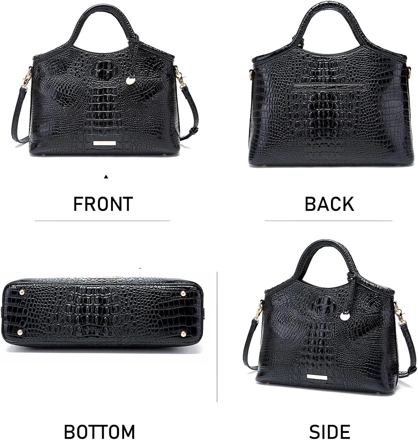 Crocodile Pattern Gradient Top Handle Satchel Large Capacity Tote Bag Casual Versatile Commuter Bag Leather