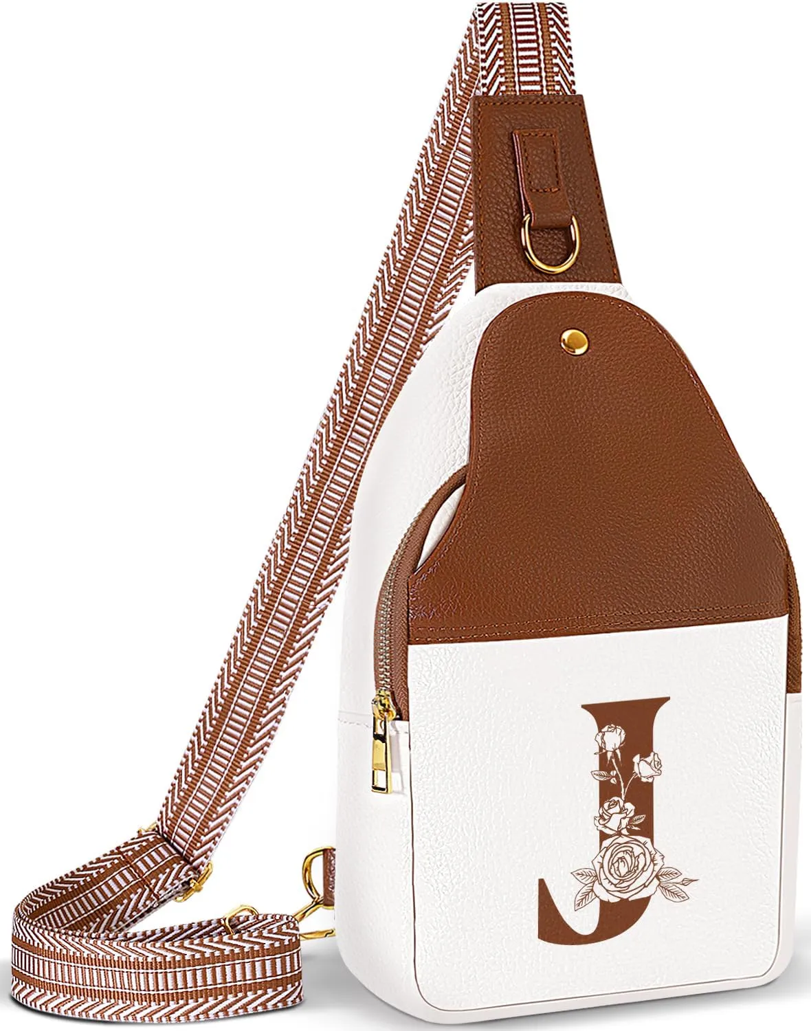 Crossbody Bag for Women Leather Sling Bags with Initial Letter Fanny Pack Chest Bag for Travel, Gift for Mom Wife
