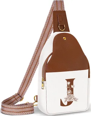 Crossbody Bag for Women Leather Sling Bags with Initial Letter Fanny Pack Chest Bag for Travel, Gift for Mom Wife