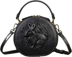 Crossbody Handbags for Women Leather Handbags Embossed Rabbit Handmade Leather Crossbody Bag