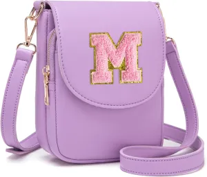 Crossbody Purse for Teen Girls Small Initial Cell Phone Toddler Purse Leather Triple Compartment Crossbody Bags