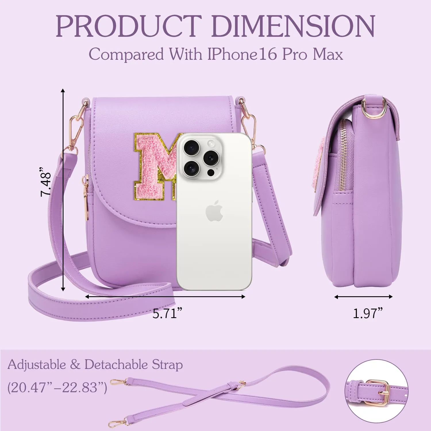 Crossbody Purse for Teen Girls Small Initial Cell Phone Toddler Purse Leather Triple Compartment Crossbody Bags