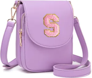 Crossbody Purse for Teen Girls Small Initial Cell Phone Toddler Purse Leather Triple Compartment Crossbody Bags