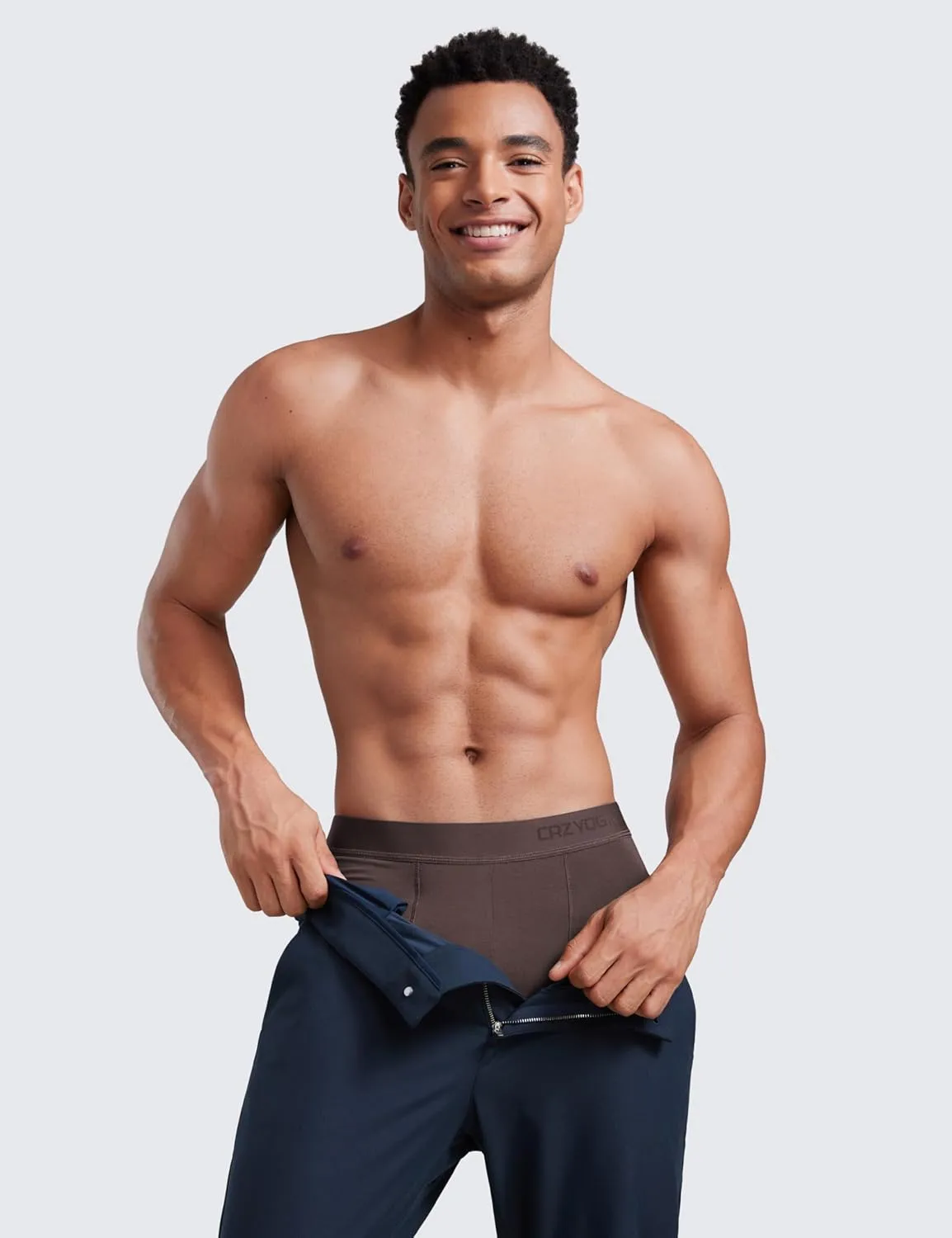 CRZ YOGA Men's Ultra-Soft Modal Boxer Briefs 5" - Double Lined Comfort Moisture Wicking Breathable Stretch Underwear 3-Pack