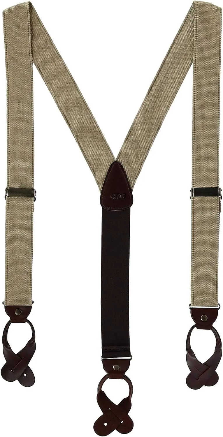 CTM® Men's Canvas Button-End Old West Suspenders (Tall Available)