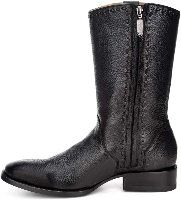 Cuadra Men's Boot in Genuine Deer Leather with Zipper Black