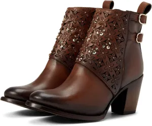 Cuadra Women's Bootie in Bovine Leather with Crystals and Zipper