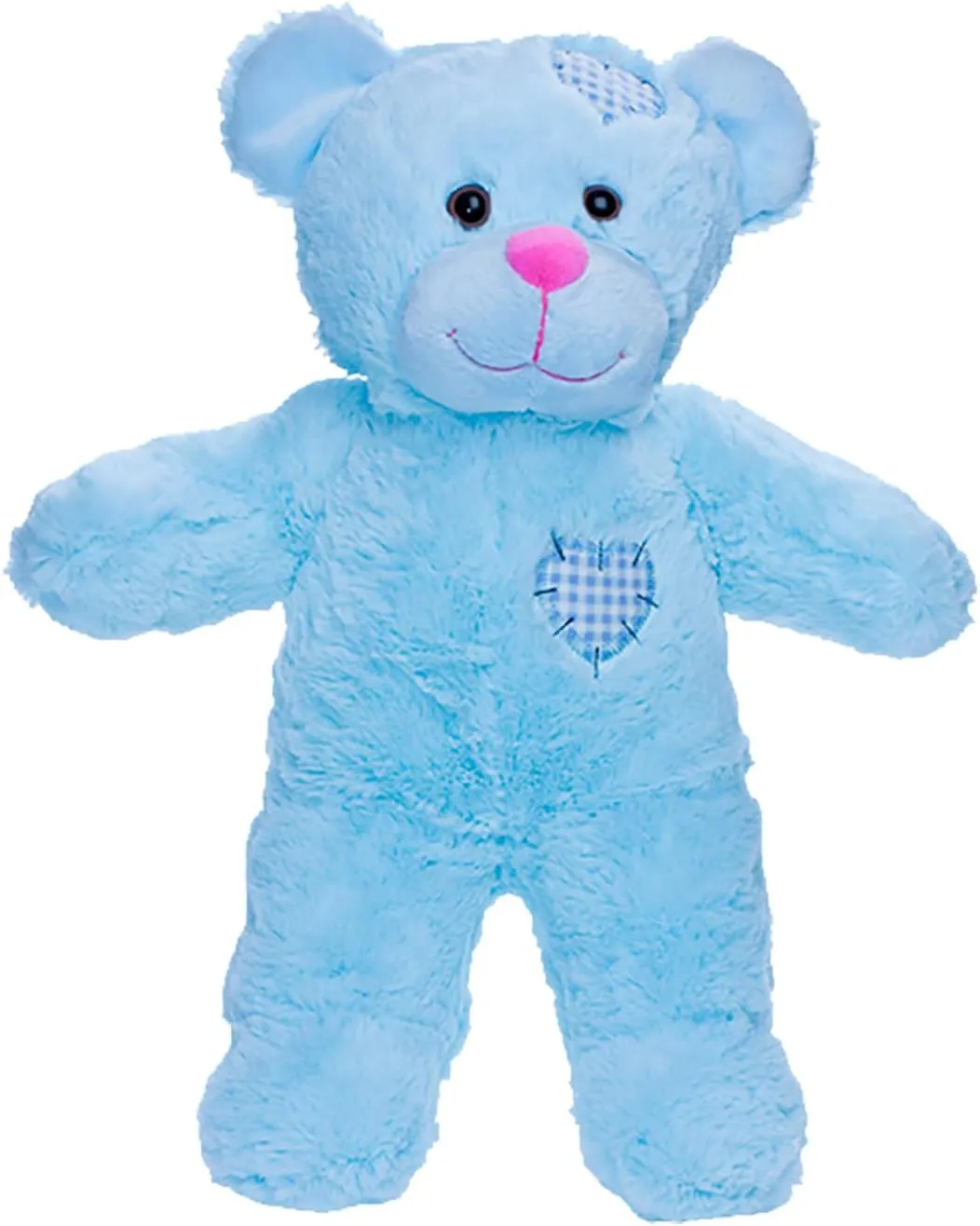 Cuddly Soft 16 inch Stuffed Blue Patch Teddy Bear...We Stuff 'em...You Love 'em!