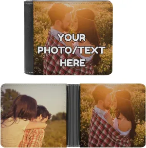 Custom Leather Wallet,Custom Wallet Personalized Wallet Customized PU Leather Wallet Design Your Name Photo Custom Portable Wallets for Men, Women (Double-sided Different Design)