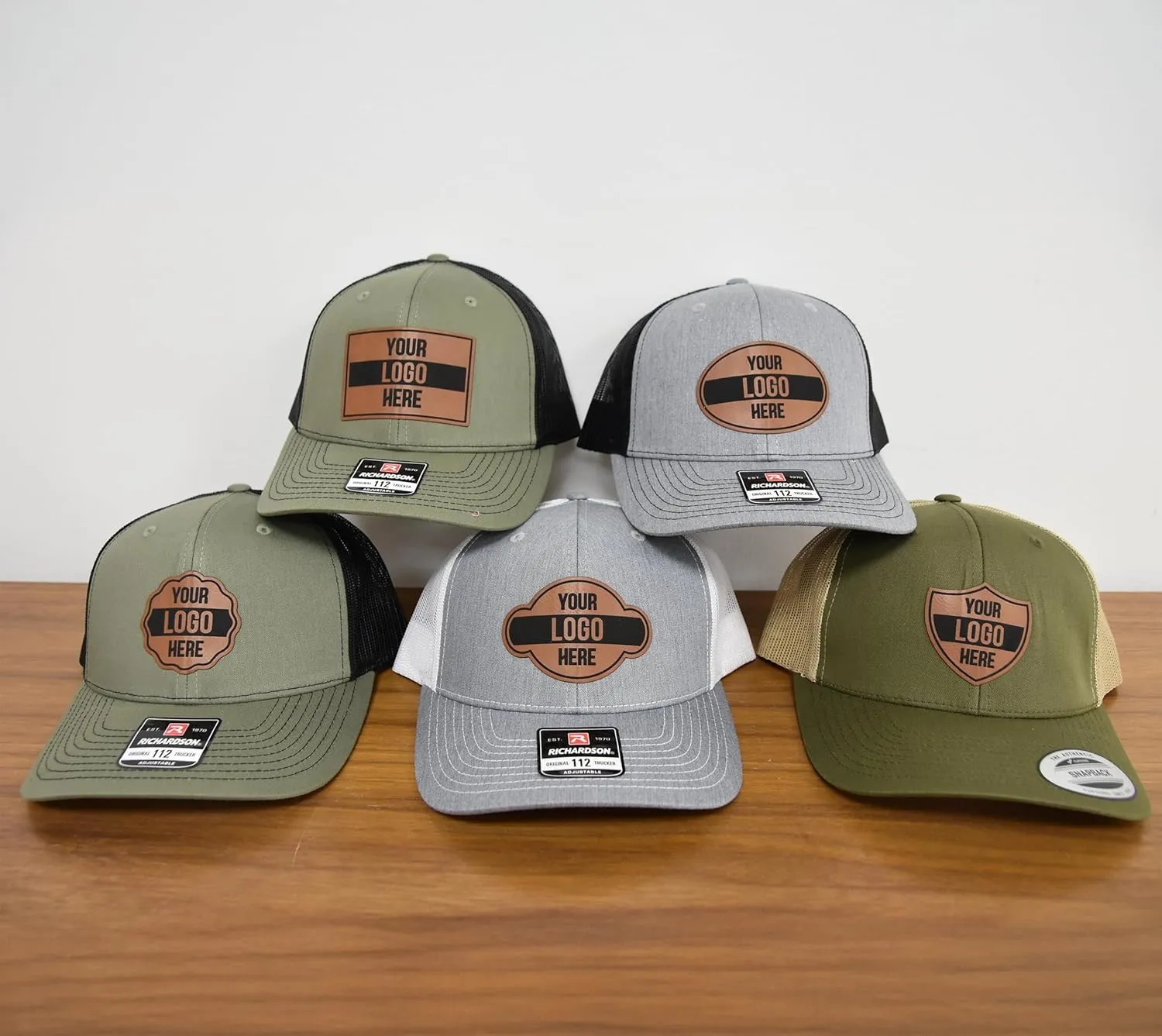 Custom Logo Leather Patch Trucker Hat Personalized Engraved Baseball Cap Gift for Him & Her
