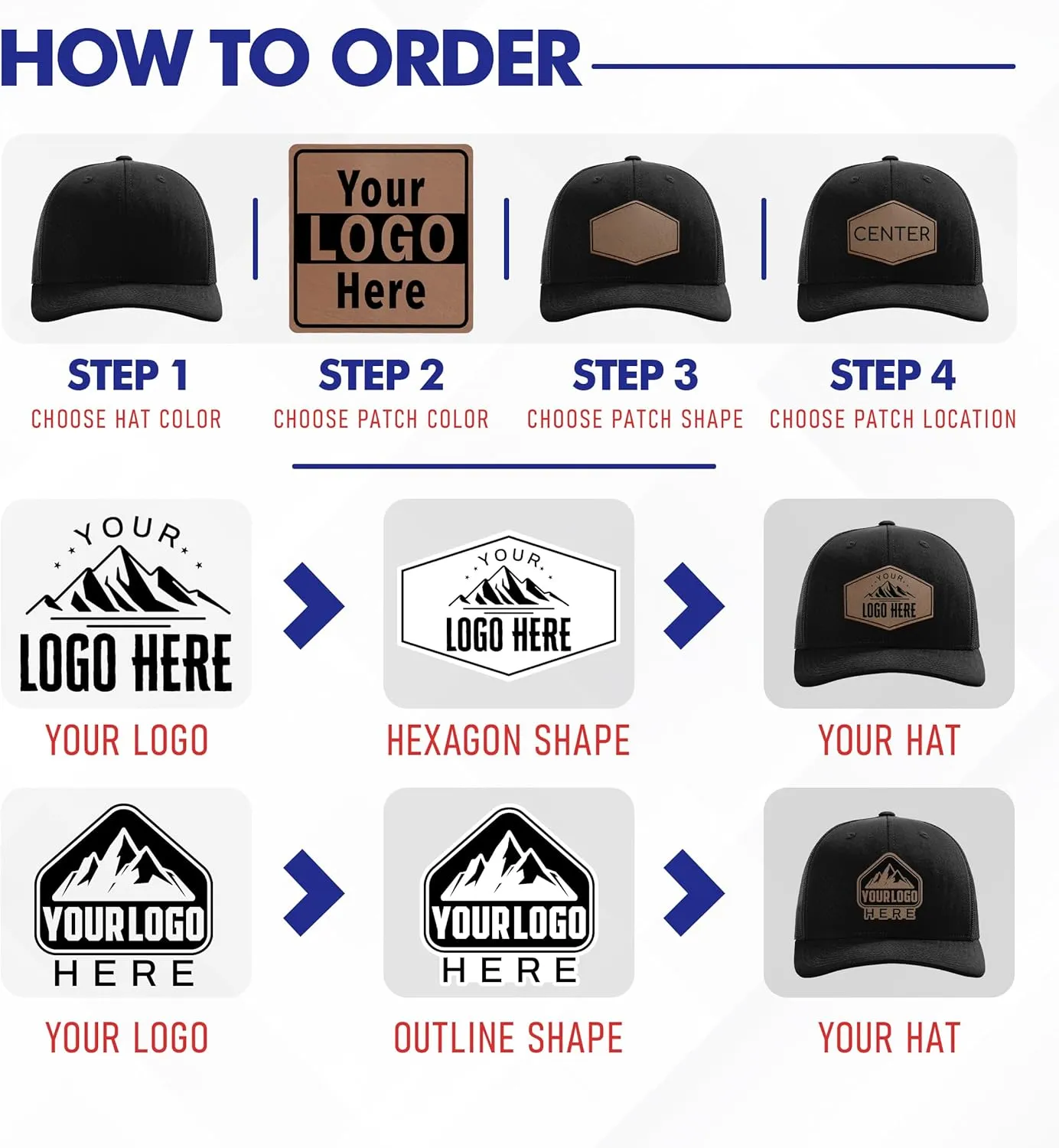 Custom Logo Leather Patch Trucker Hat Personalized Engraved Baseball Cap Gift for Him & Her
