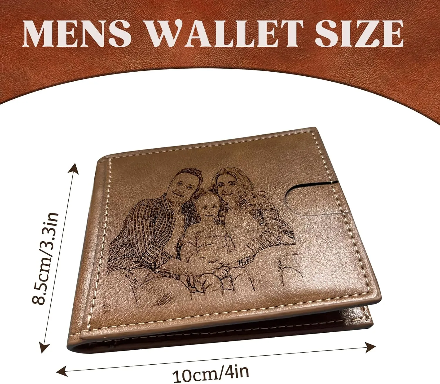 Custom Men's Wallet, Personalized Leather Wallet for Men, Engraved Men Wallet with Customized Photo Text for Anniversary Birthday Wedding, Gift for Him Husband Father Boyfriend Groomsmen
