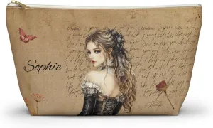 Custom Name Cosmetic Bag, Shabby Flora Personalized Bridesmaid Makeup Bag, Personalised Gift for Bridesmaid, Vintage Floral Travel Makeup Bag, Bridesmaid Gifts, Organizer