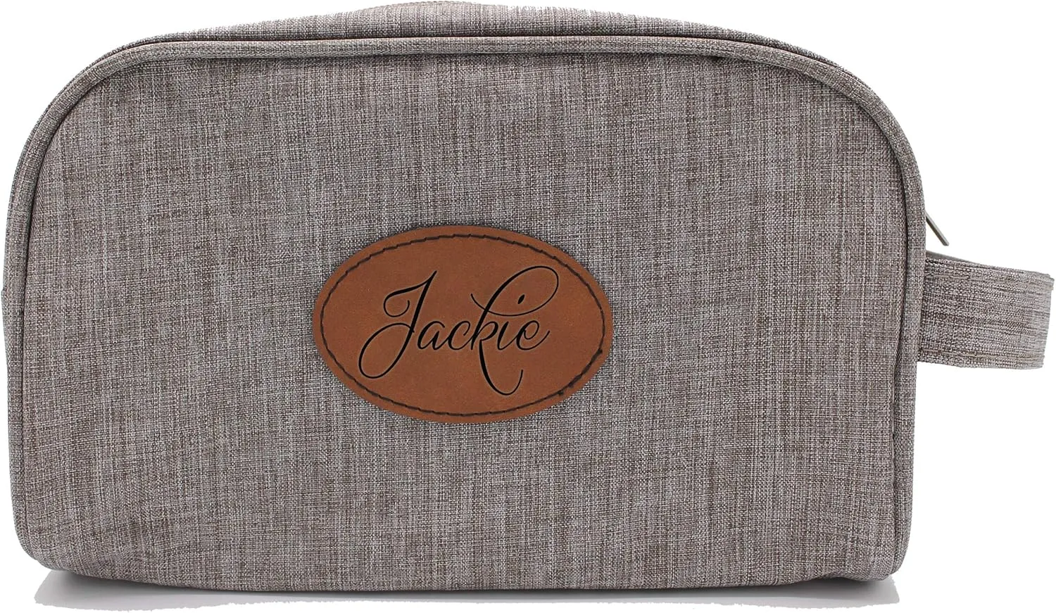 Custom Personalized Toiletry Bag, Engraved Cosmetic Organizer, Makeup or Dopp Kit, Gifts for Fathers, Mothers Day, Husband, Wife (Taupe)