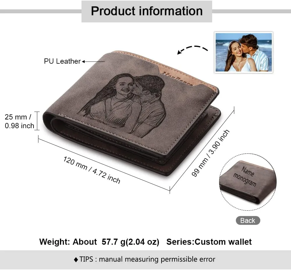 Custom Wallets for Men Personalized Photo Wallets for Mens Engraved Wallets Personalized Gifts for Men Dad Husband Son (Style 1)