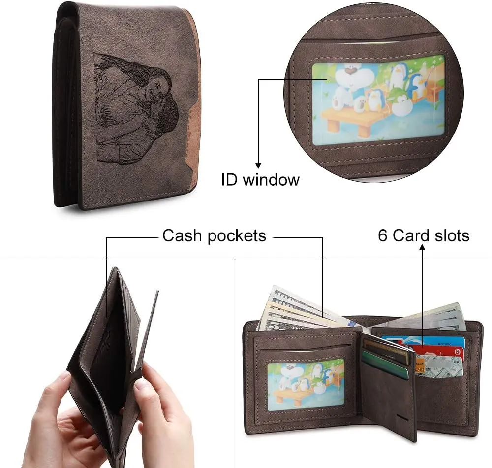Custom Wallets for Men Personalized Photo Wallets for Mens Engraved Wallets Personalized Gifts for Men Dad Husband Son (Style 1)