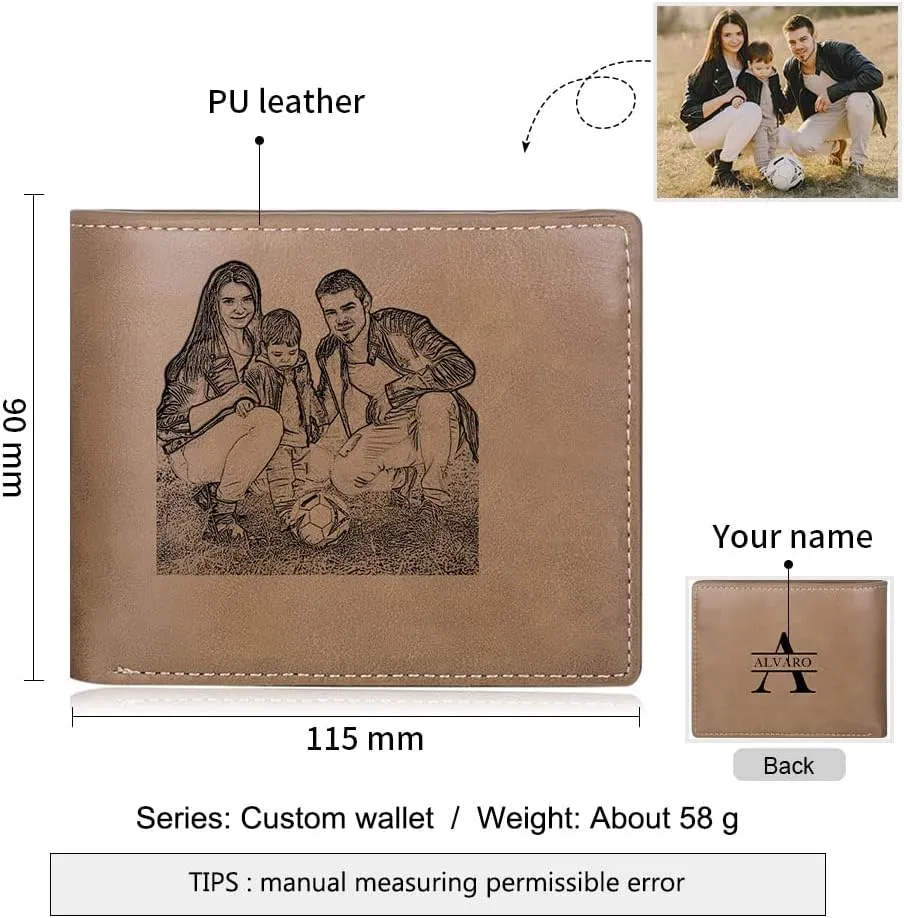 Custom Wallets for Men Personalized Photo Wallets for Mens Engraved Wallets Personalized Gifts for Men Dad Husband Son (Style 5)