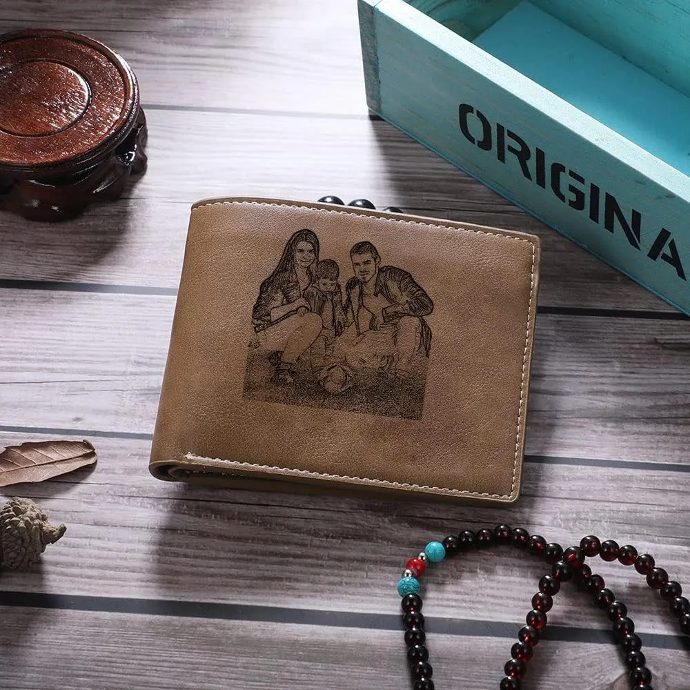 Custom Wallets for Men Personalized Photo Wallets for Mens Engraved Wallets Personalized Gifts for Men Dad Husband Son (Style 5)