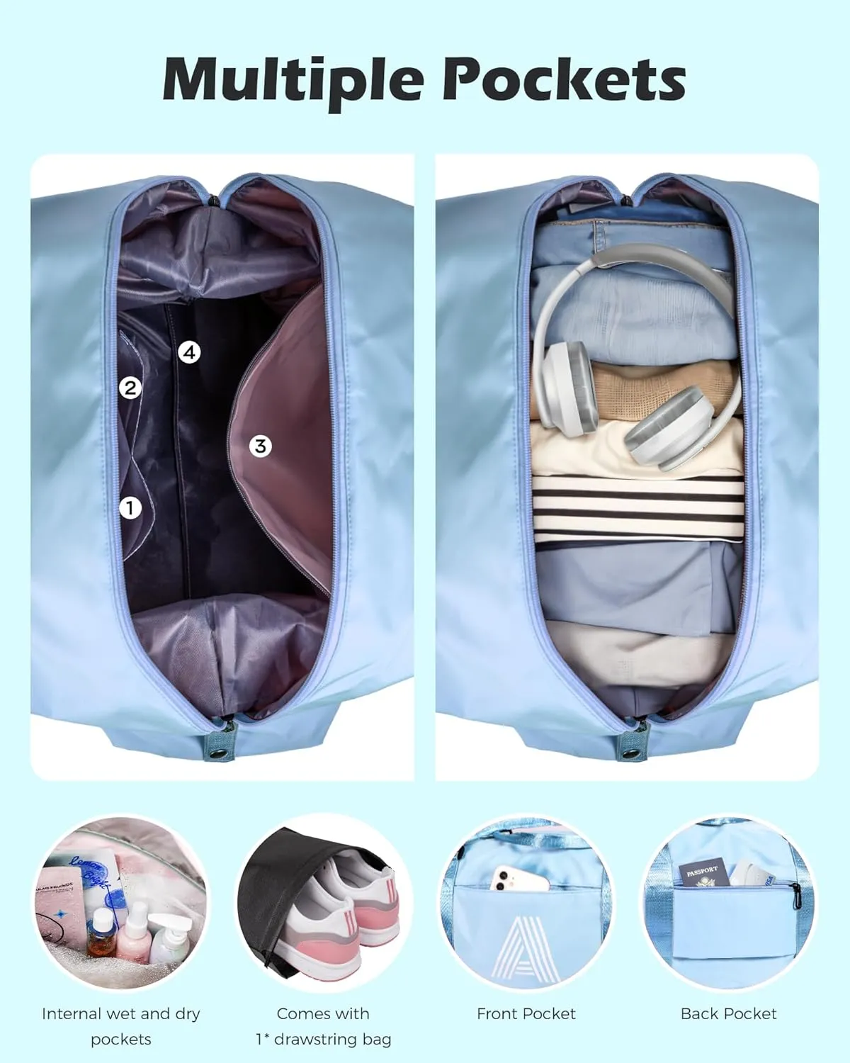 Cute Bags for Girls, Initial Travel Duffel Bag, Gym Bag, Duffel Bag,Personalized Weekender Bag，Overnight Bag Birthday Gifts for Teen Girls Preppy Stuff For Kids Girl (Letter S)