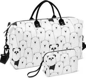 Cute Bears Travel Duffel Bag Make up Bags Set, Print Women Sports Dance Bag Carry on Bag