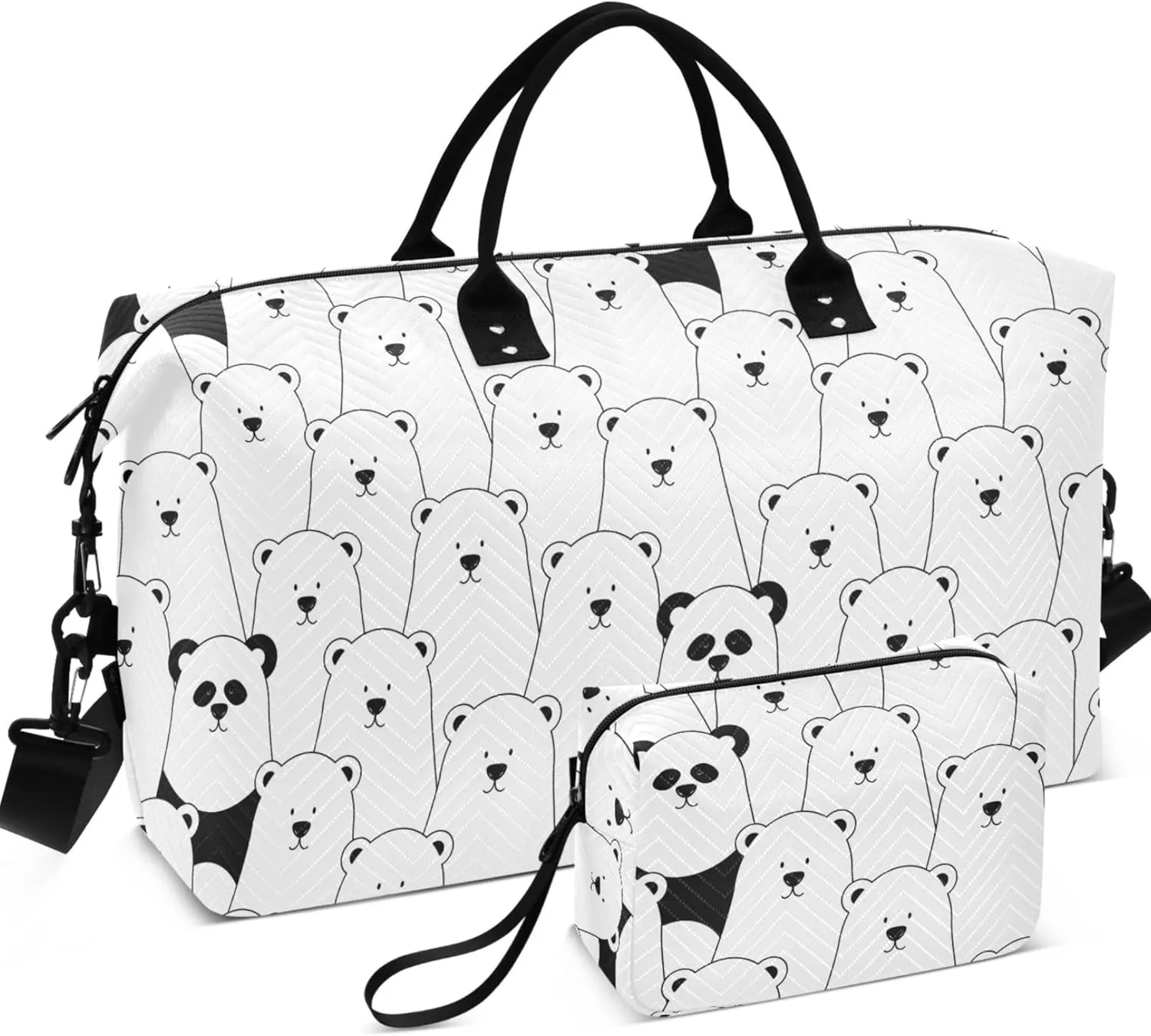 Cute Bears Travel Duffel Bag Make up Bags Set, Print Women Sports Dance Bag Carry on Bag