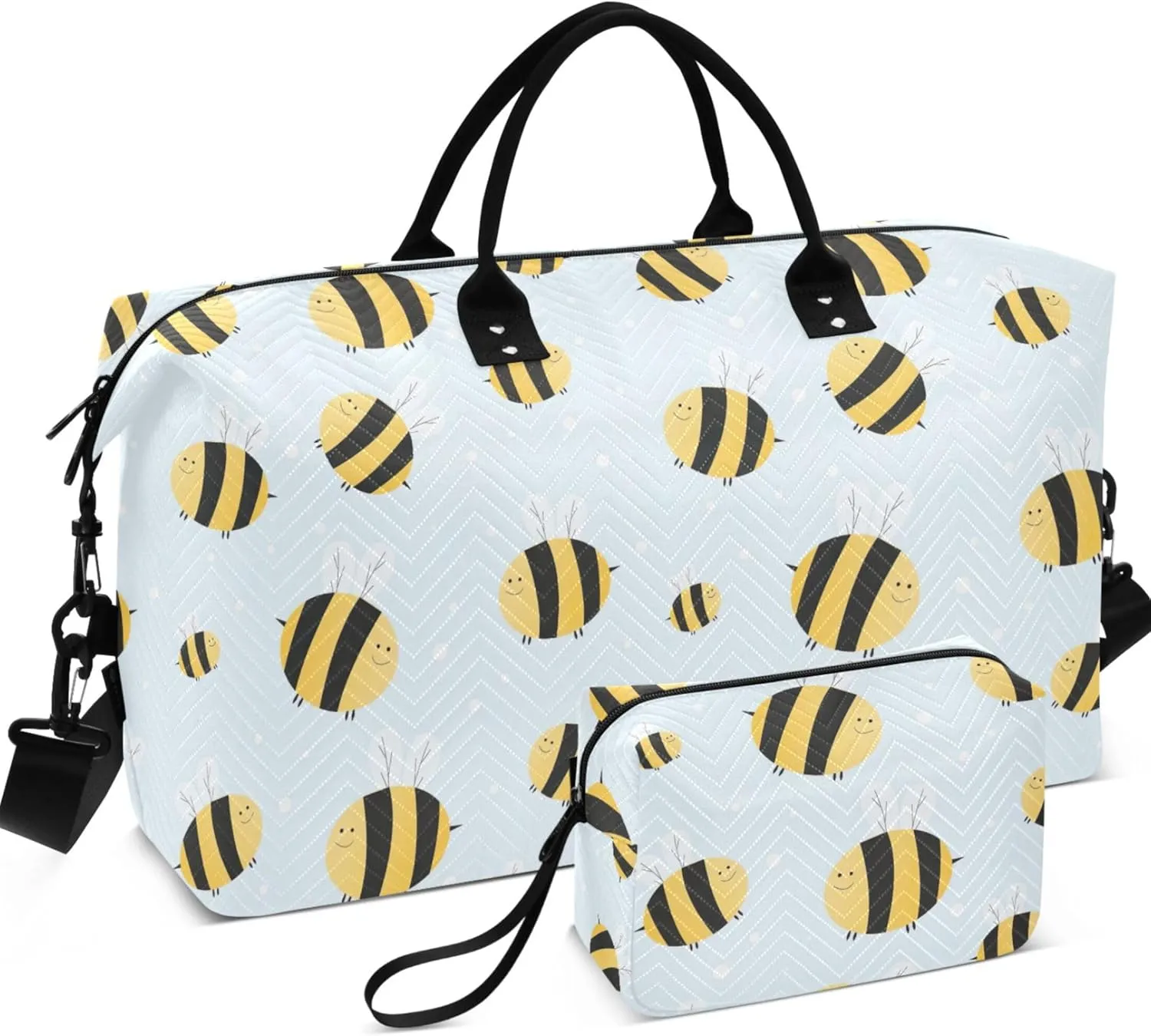Cute Bees Delicate Shades Duffle Bag for Travel Toiletry Bag Set, Print Women Gym Bags Tote Carry on Bags