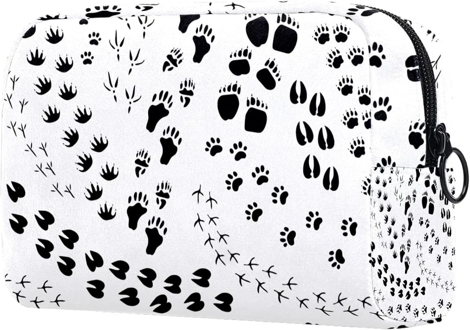 Cute Black White Animal Paws Cats Dogs Claw Cosmetic Makeup Bags, Small Travel Zipper Pouch Portable Toiletry Bag Makeup Organizer for Women Teen Girls