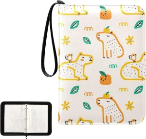 Cute Capybara Card Collection Binder, Side Loading Card Binder Fits 400 Cards for Sports Cards, Game Cards