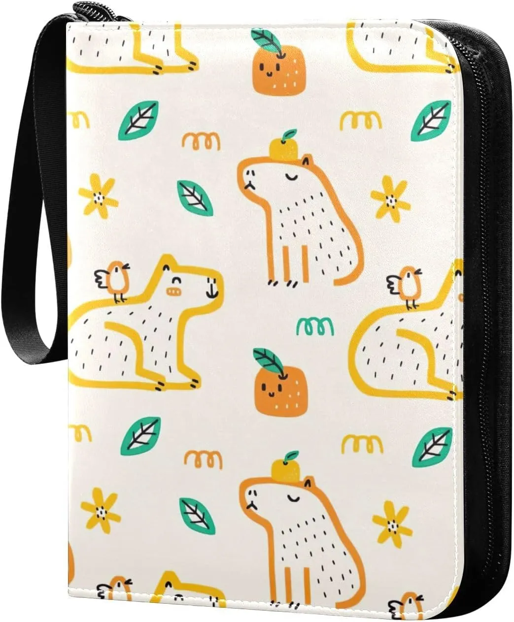 Cute Capybara Card Collection Binder, Side Loading Card Binder Fits 400 Cards for Sports Cards, Game Cards