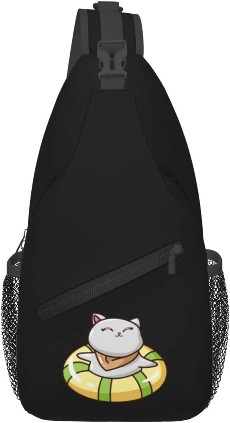 Cute Cat Swimming Crossbody Bags For Women Men Chest Backpack Gym Shoulder Bag Travel Outdoor Sports Casual Crossbody Bags