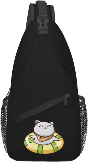 Cute Cat Swimming Crossbody Bags For Women Men Chest Backpack Gym Shoulder Bag Travel Outdoor Sports Casual Crossbody Bags