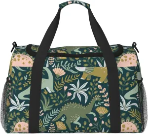 Cute dinosaur print Large Canvas Travel Duffel Bag Weekender Bags for Women Overnight Bag Carry On Tote Bag