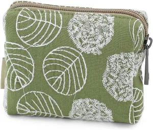 Cute Floral Cotton Embroidered Makeup Bag - Portable Cosmetic Pouch & Toiletry Organizer for Women, Small Zipper Purse for Skincare Storage, Travel Makeup Case or Coin Purse